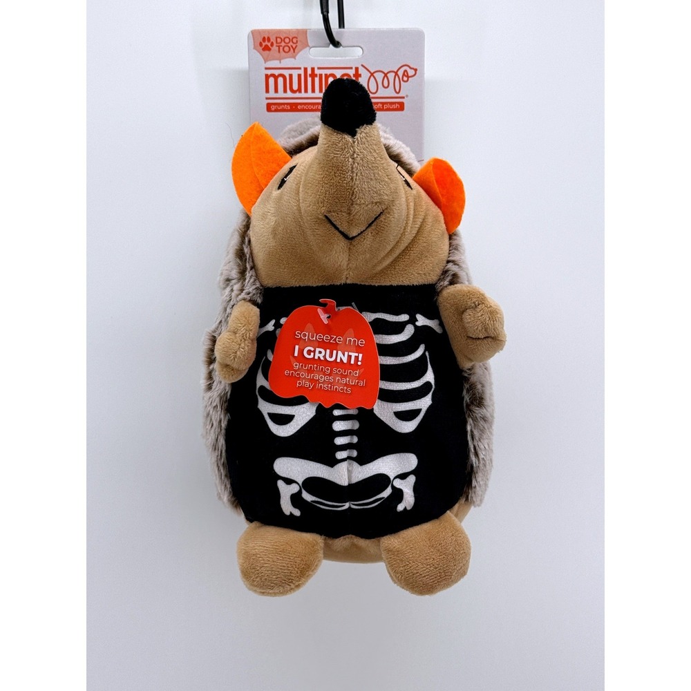 Multipet Skeleton Hedgehog Dog Toy Grunting Plush Halloween Soft Toy 71483